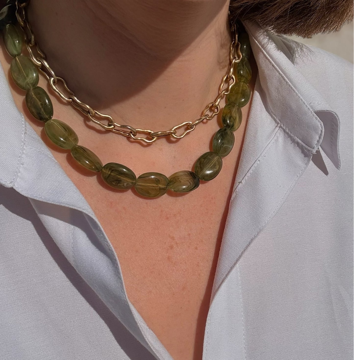 OPALE - Collier de perles ovales colorées